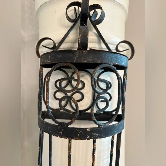 Vintage Rustic Chippy Black Metal Candle Holder - Picture 9 of 15